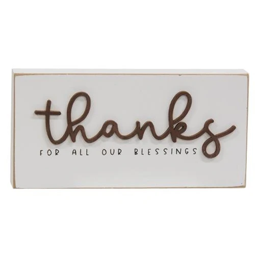 ๐ Thanks For All Our Blessings Small Wooden Block Sign - Image 2