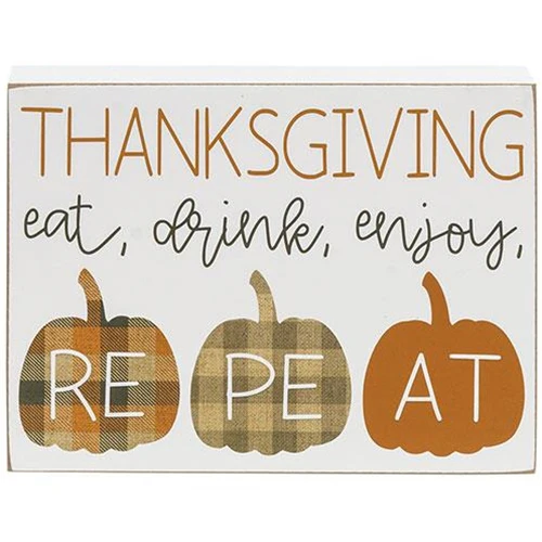 Thanksgiving Eat Drink Enjoy Repeat Pumpkins Box Sign - Image 2