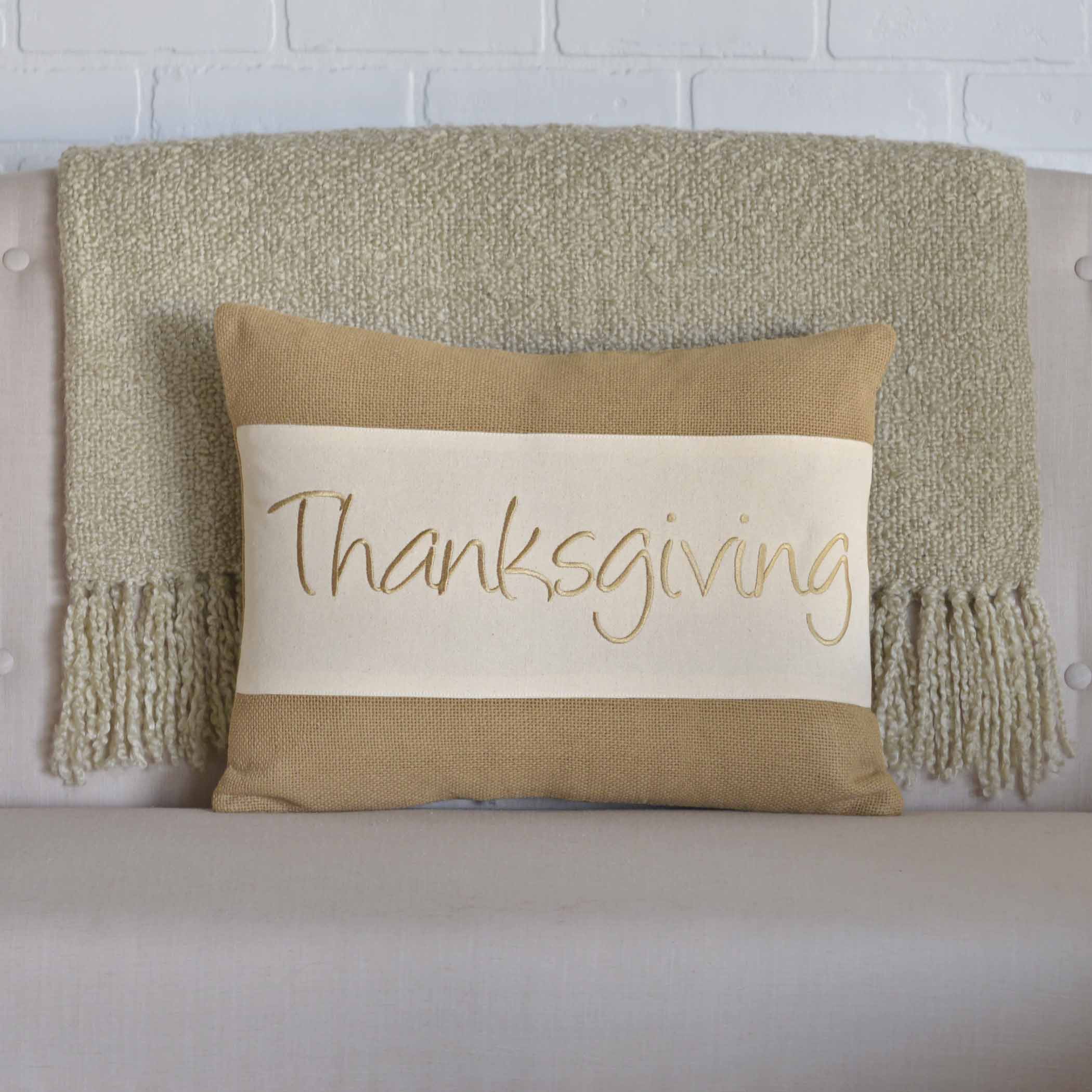 Thanksgiving Natural 14" x 18" Accent Pillow