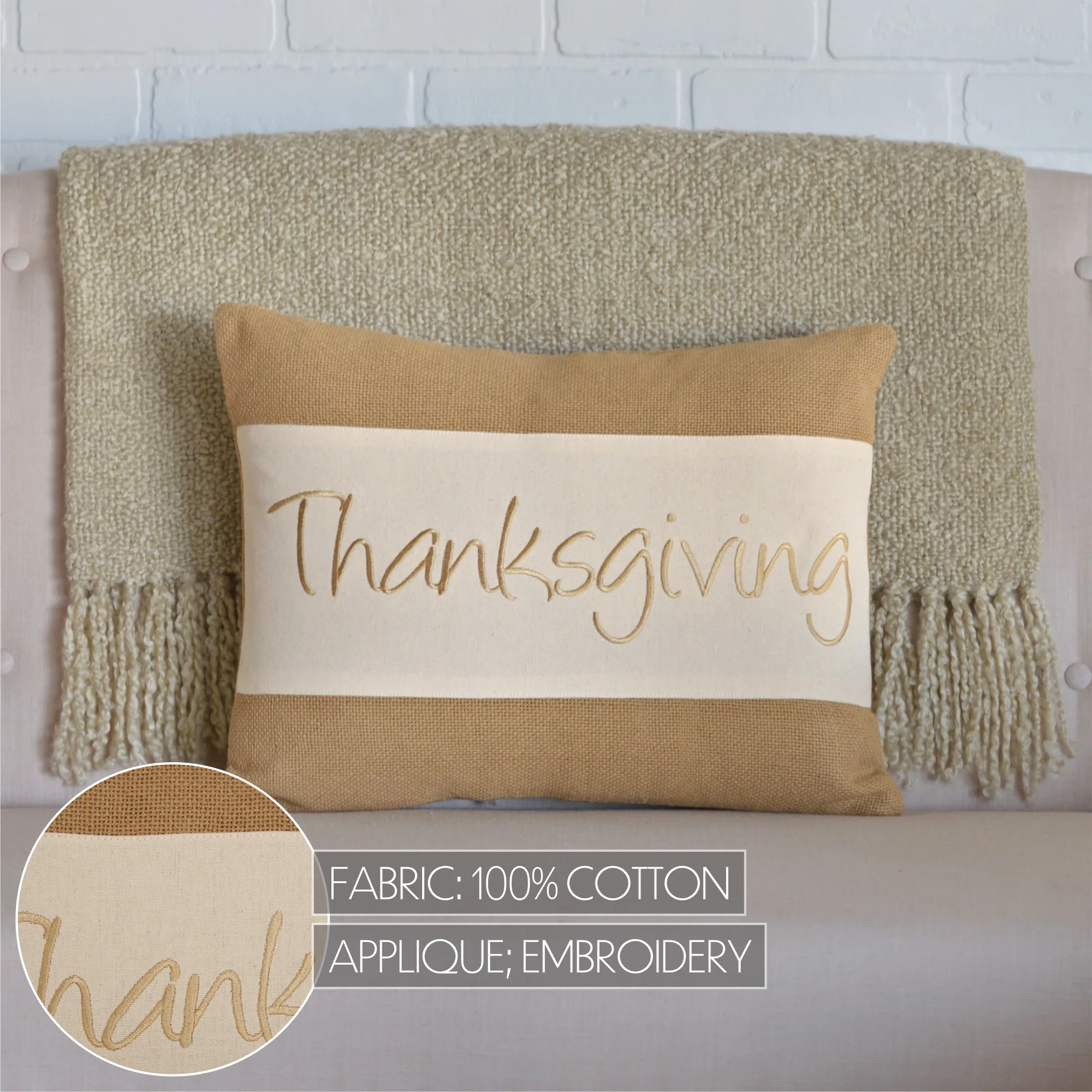 Thanksgiving Natural 14" x 18" Accent Pillow - Image 4