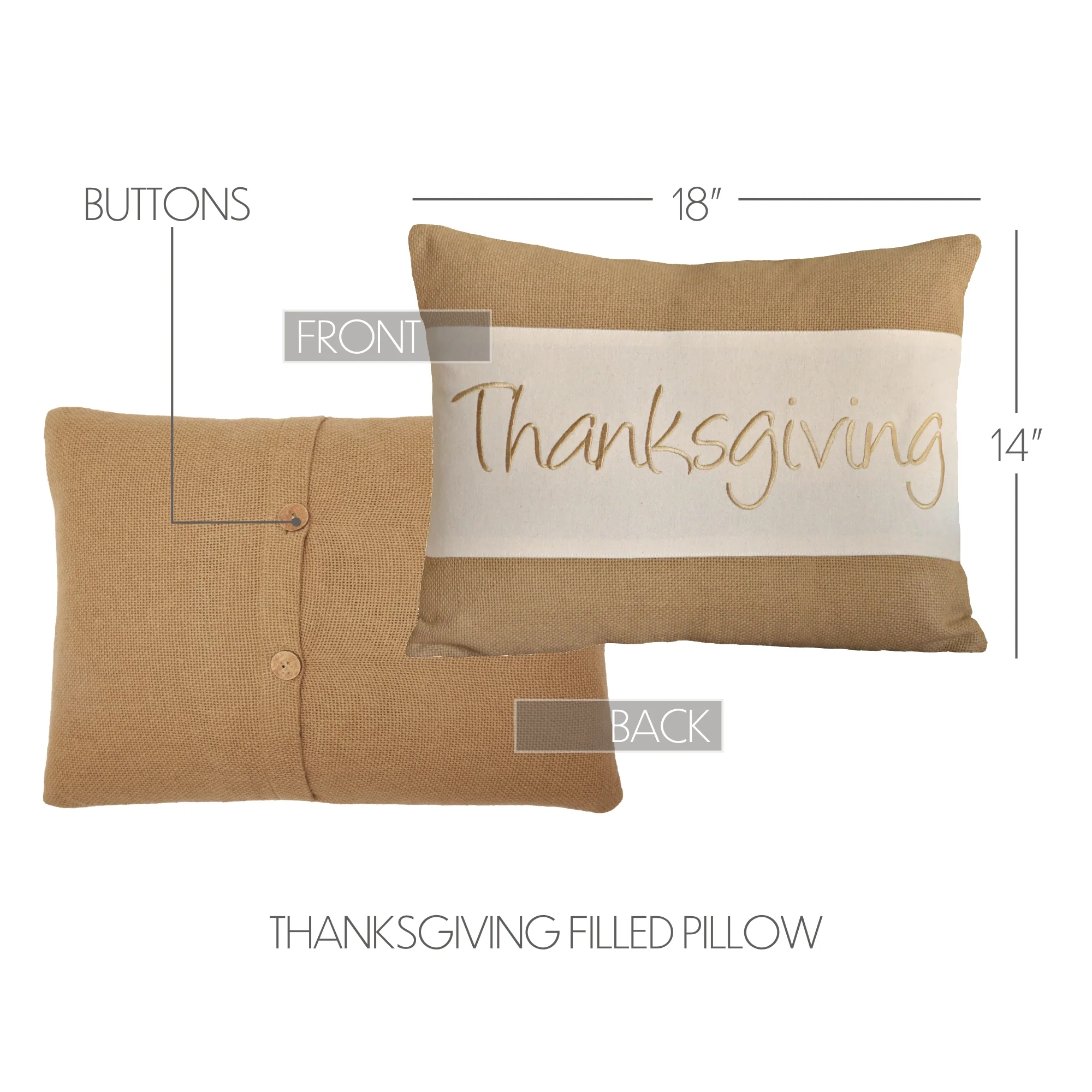 Thanksgiving Natural 14" x 18" Accent Pillow - Image 5