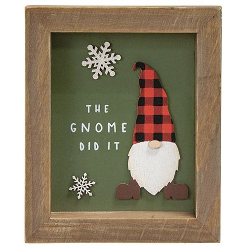 The Gnome Did It 7" Framed Winter Sign - Image 2
