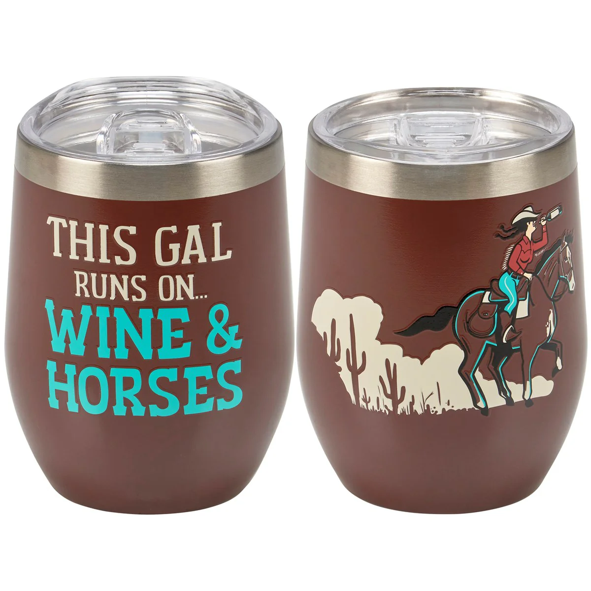 This Gal Runs on Wine & Horses Wine Tumbler