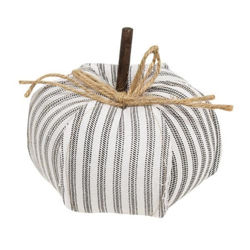 ๐ Ticking Stripe Stuffed Pumpkin 4.75"