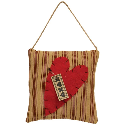 DAY 7 ๐ 14 DAYS OF LOVE ๐ Ticking Striped XOXO Heart Pillow Ornament