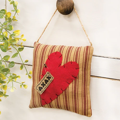 DAY 7 ๐ 14 DAYS OF LOVE ๐ Ticking Striped XOXO Heart Pillow Ornament - Image 2