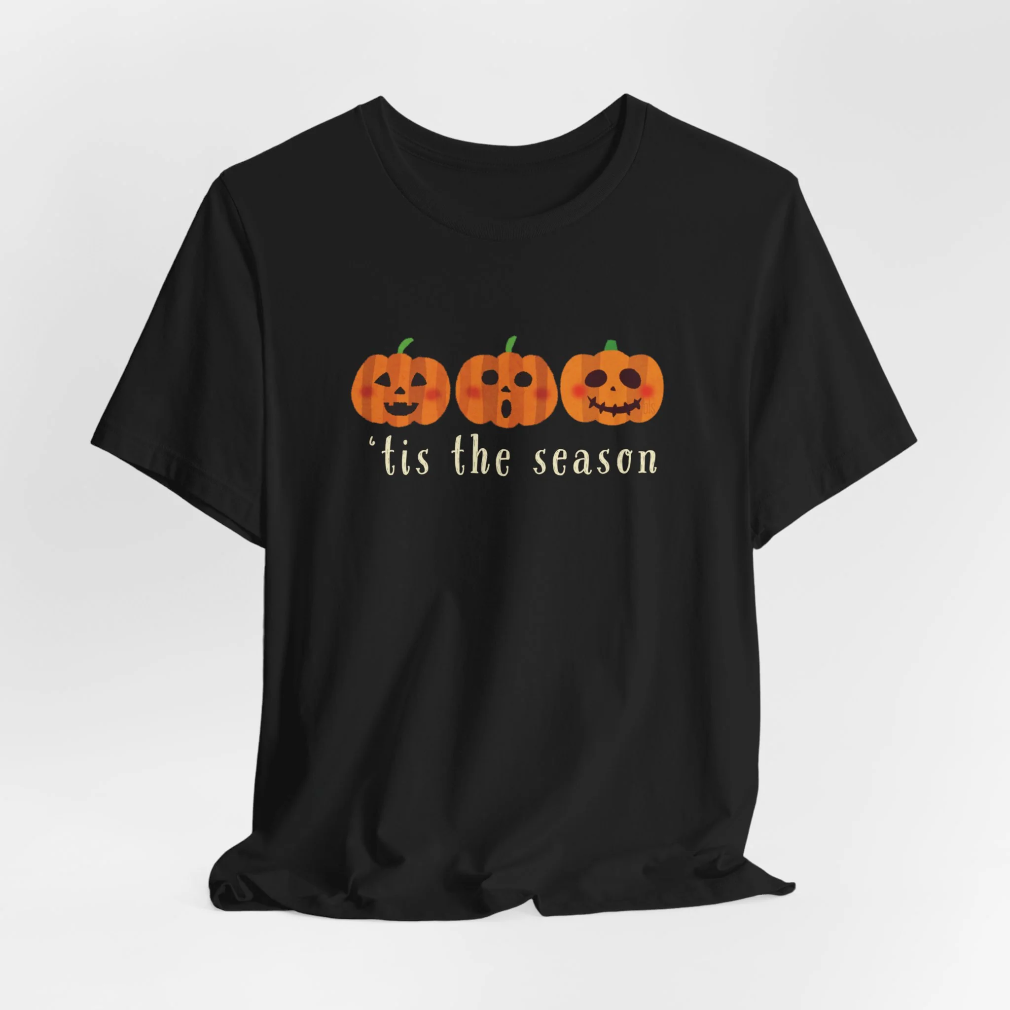 Tis the Season Row of Pumpkins Halloween Cozy T-Shirt - Image 2
