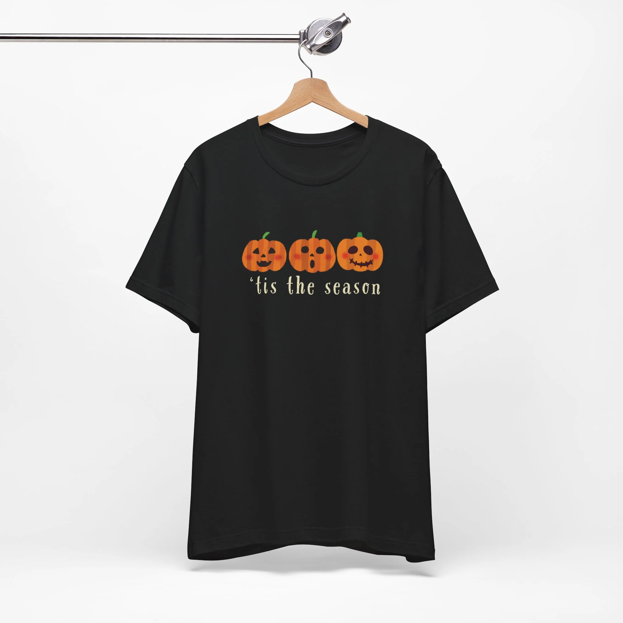 Tis the Season Row of Pumpkins Halloween Cozy T-Shirt - Image 4