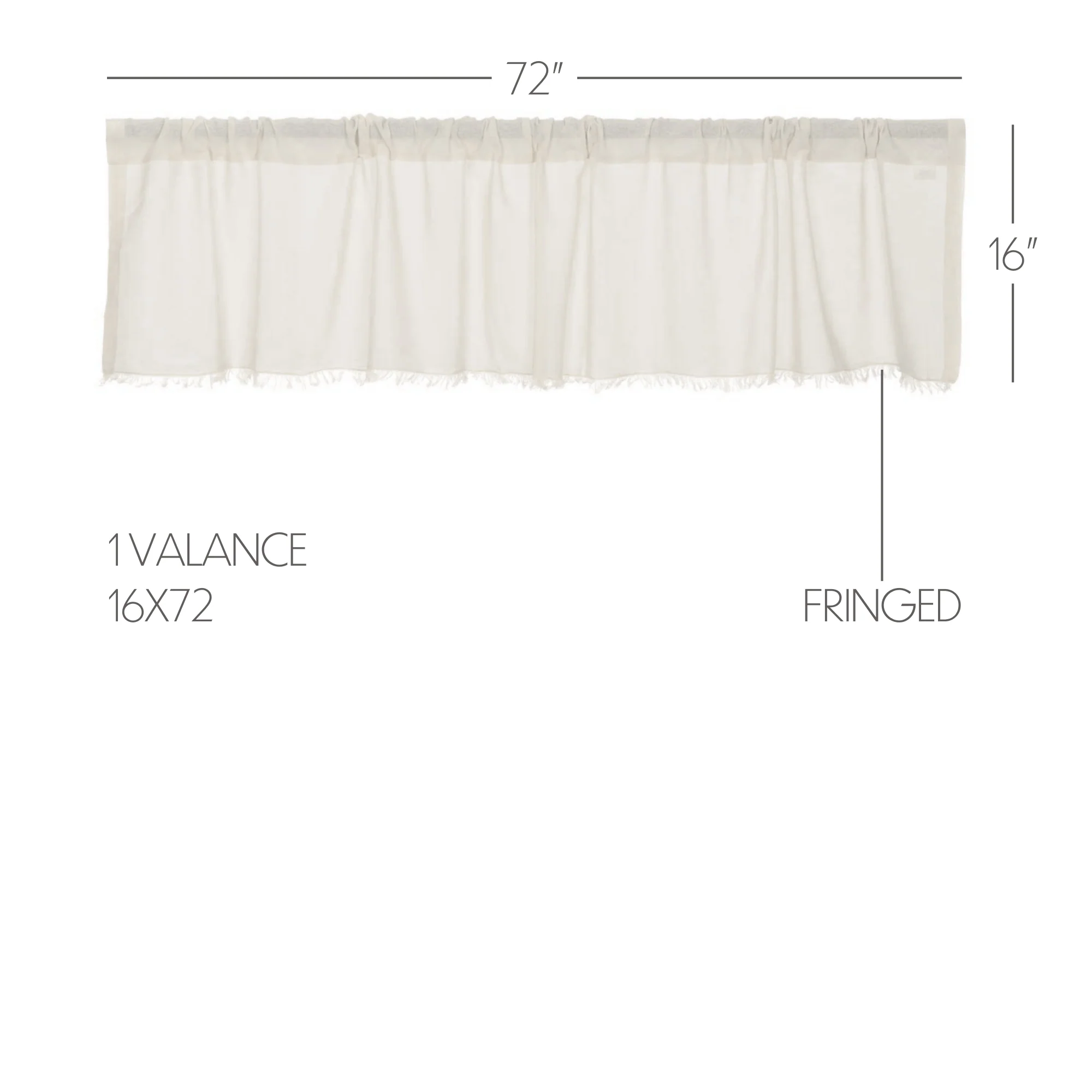 Tobacco Cloth Antique White Valance Fringed 16'' x 72'' - Image 3