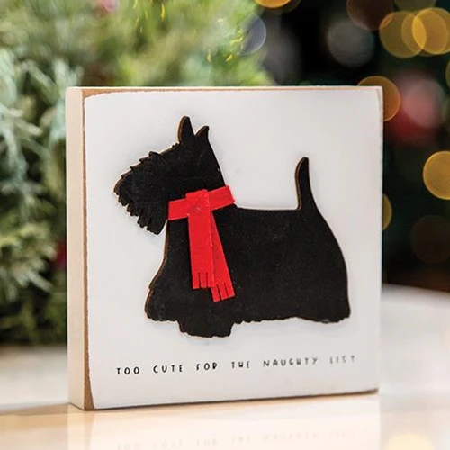 Surprise Me Sale 🤭 Too Cute for the Naughty List Dog 4" Small Christmas Block