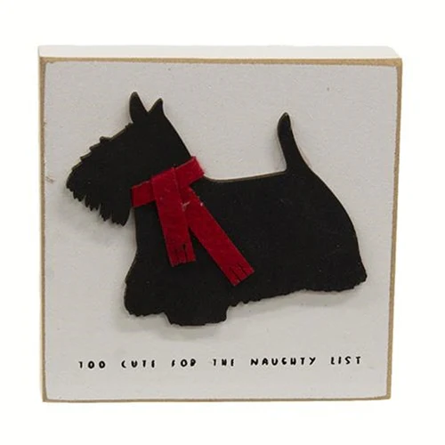 Surprise Me Sale 🤭 Too Cute for the Naughty List Dog 4" Small Christmas Block - Image 2
