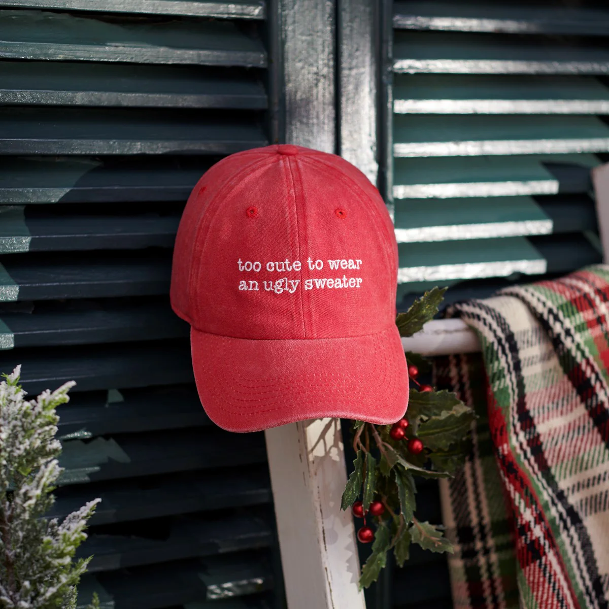 Too Cute To Wear An Ugly Sweater Baseball Cap - Image 2