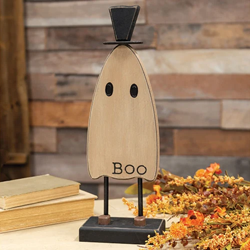 Top Hat Boo Ghost Wooden on Base 16" H - Image 2