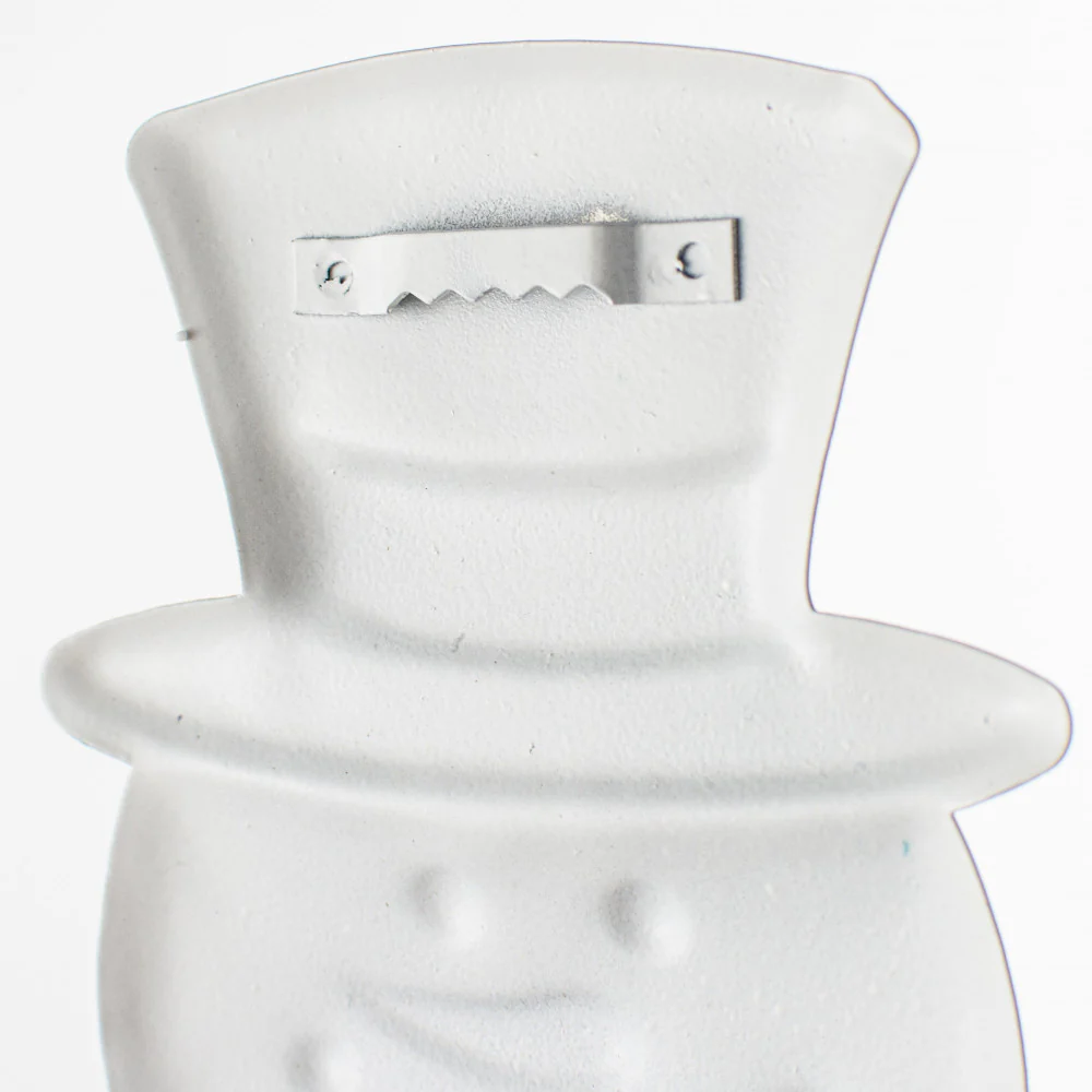 Top Hat Snowman 12" Metal Embossed Hanging Decor - Image 3