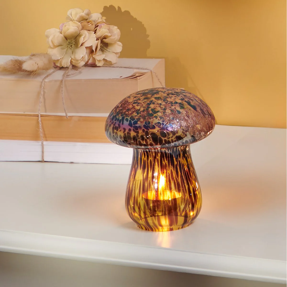 ๐ Tortoiseshell Mushroom 4" Glass Figurine - Image 2