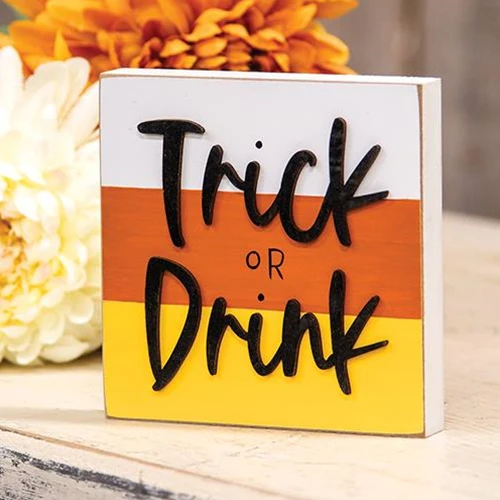 Trick or Drink 5" Halloween Block Sign - Image 2