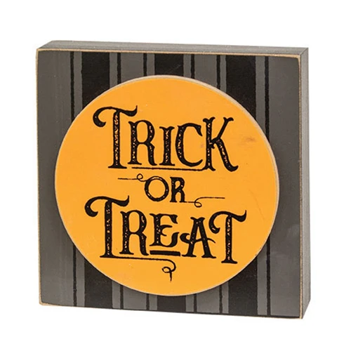 Trick Or Treat Black Ticking Stripe 6" Box Sign - Image 2