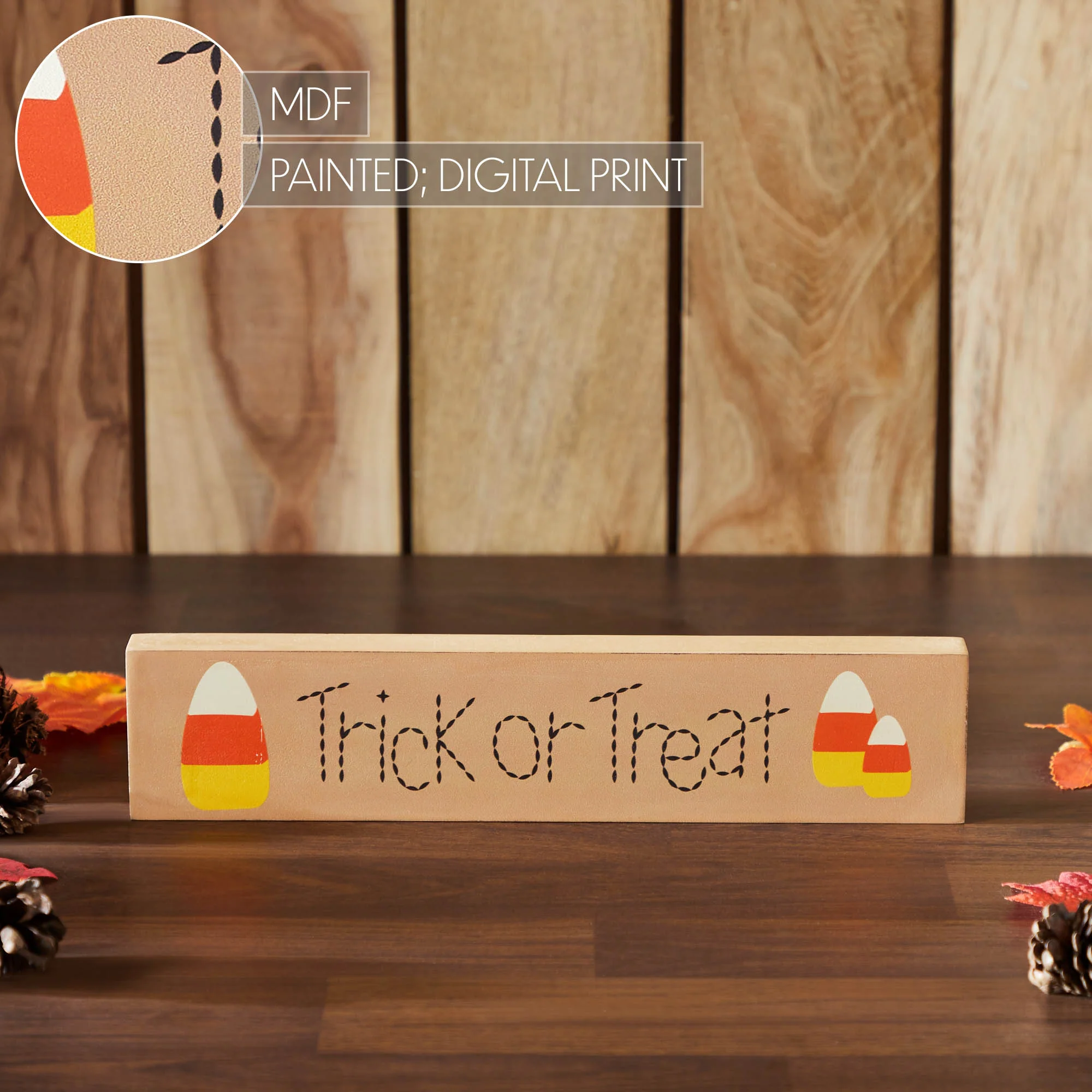 Trick Or Treat Candy Corn 13" Wooden Sign - Image 6