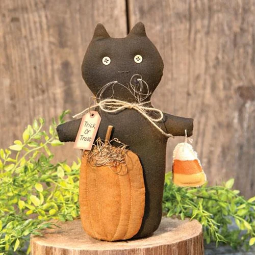 💙 Trick or Treat Halloween Black Cat Doll With Candy Corn