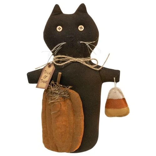 💙 Trick or Treat Halloween Black Cat Doll With Candy Corn - Image 2