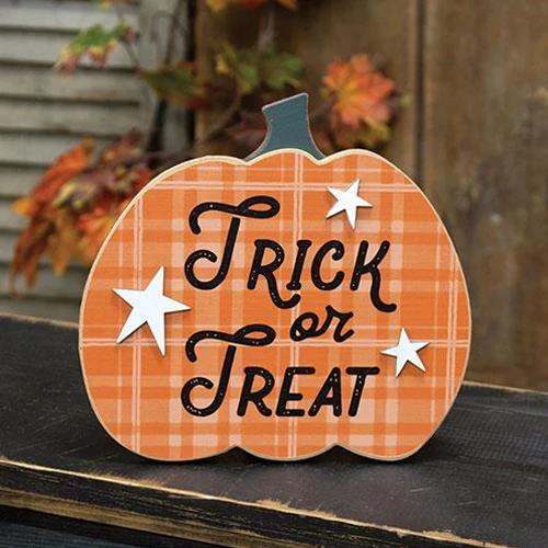 Trick or Treat Pumpkin Easel Sign 8.5" H - Image 3