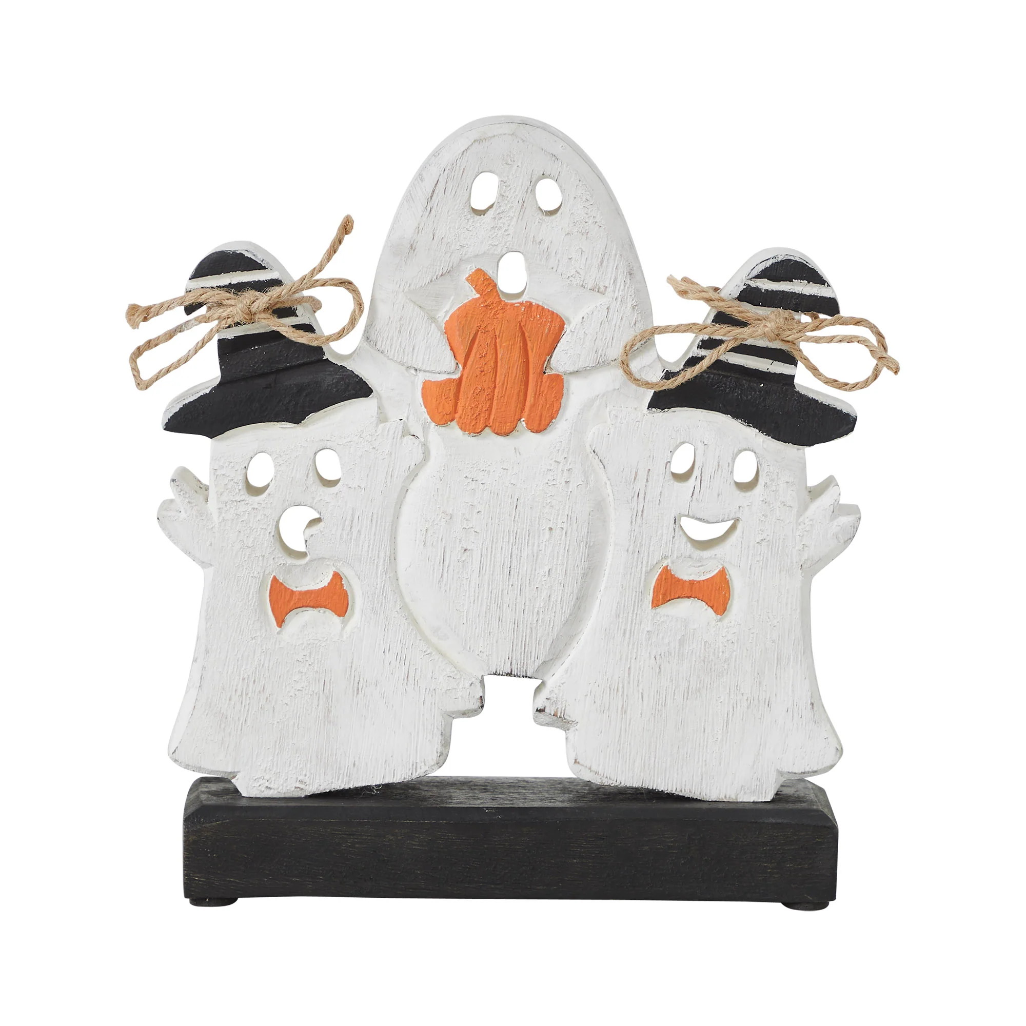 Trio of Ghosts Wooden Tabletop Halloween Decor - Image 2