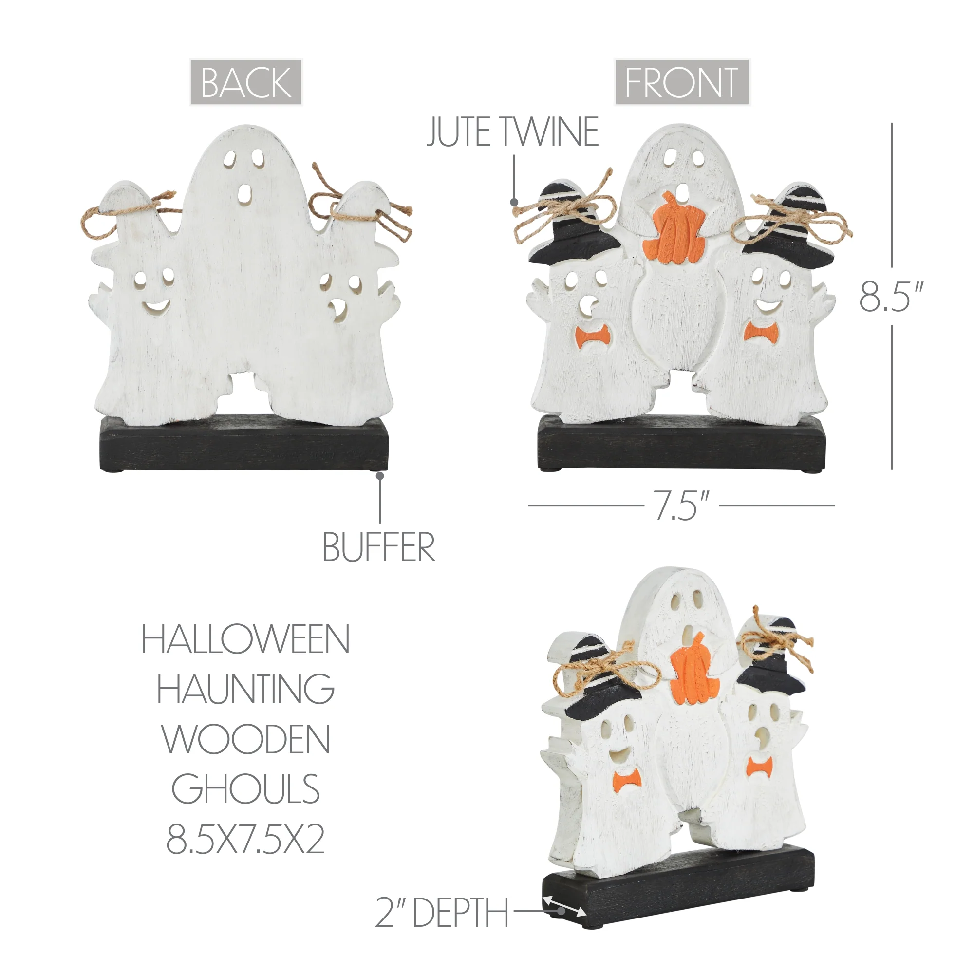 Trio of Ghosts Wooden Tabletop Halloween Decor - Image 5