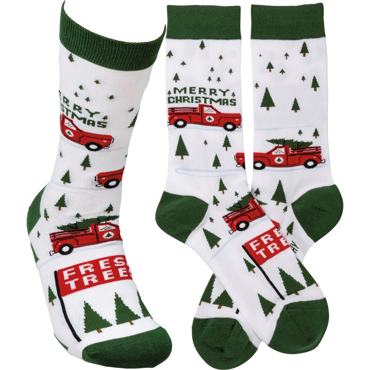 💙 Truck And Tree Merry Christmas Fun Novelty Socks