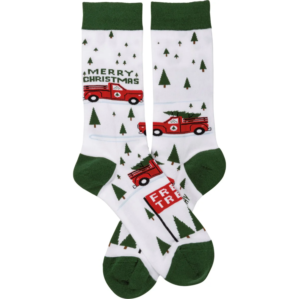 💙 Truck And Tree Merry Christmas Fun Novelty Socks - Image 2