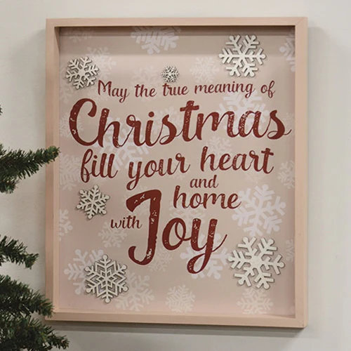 True Meaning of Christmas 17" H Snowflakes Framed Sign