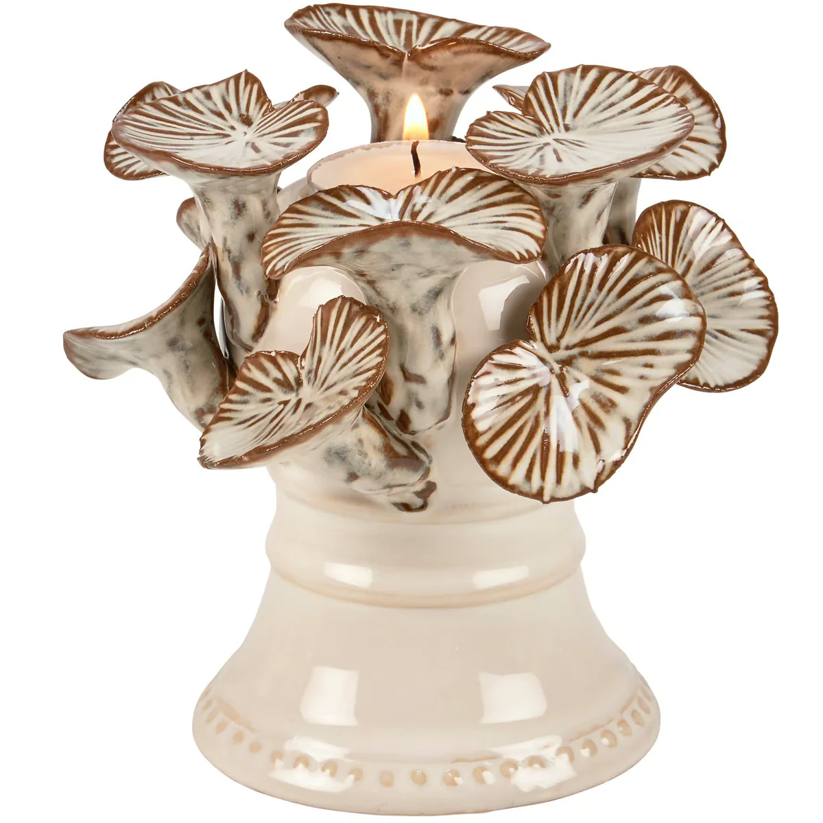 Trumpet Mushrooms Ceramic Tealight Candle Holder