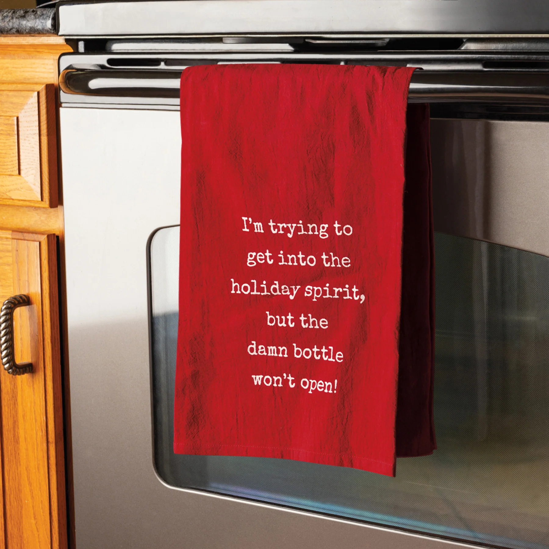 ๐ Trying To Get Into The Holiday Spirit But Bottle Won't Open Kitchen Towel - Image 4