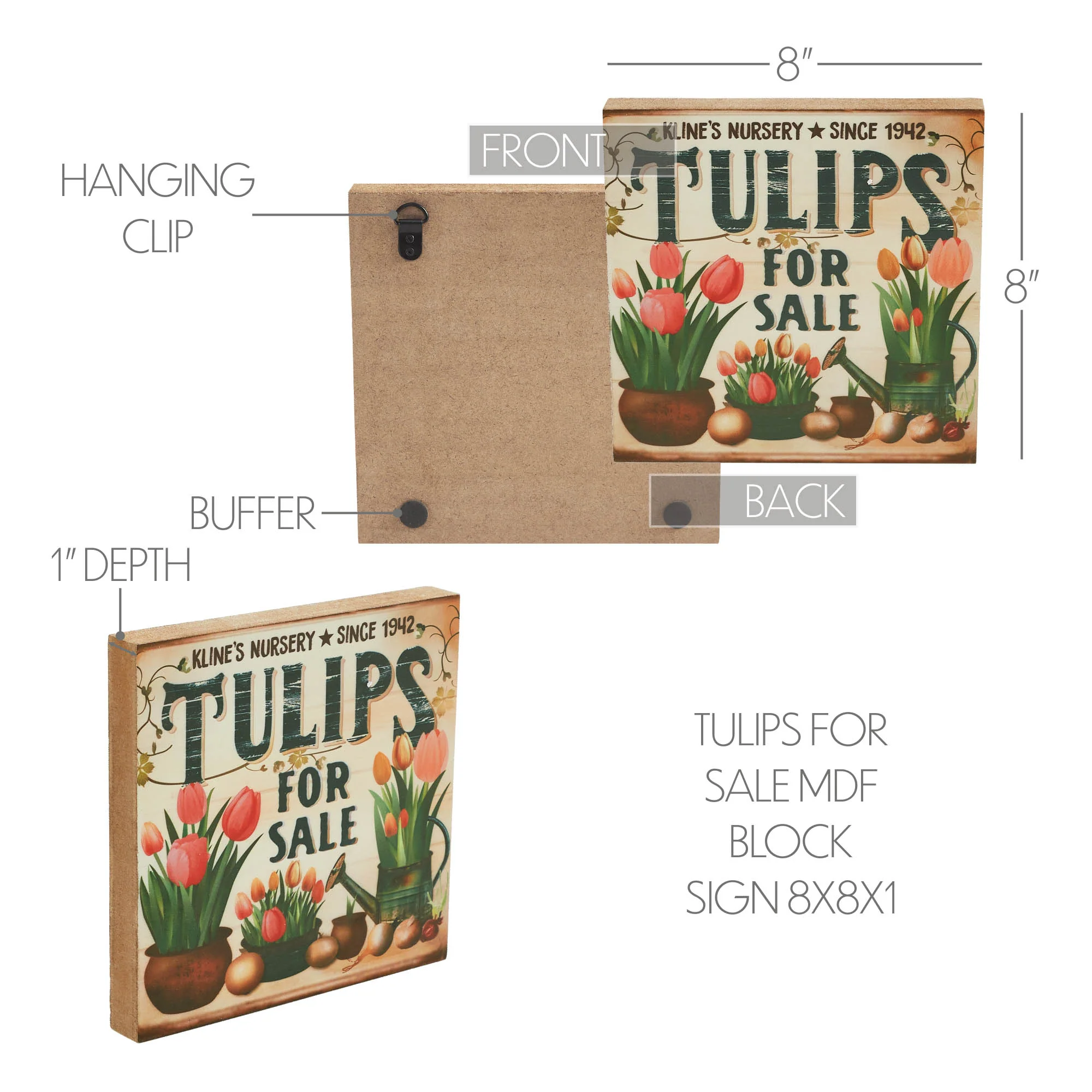 Tulips For Sale 8" Block Sign - Image 7