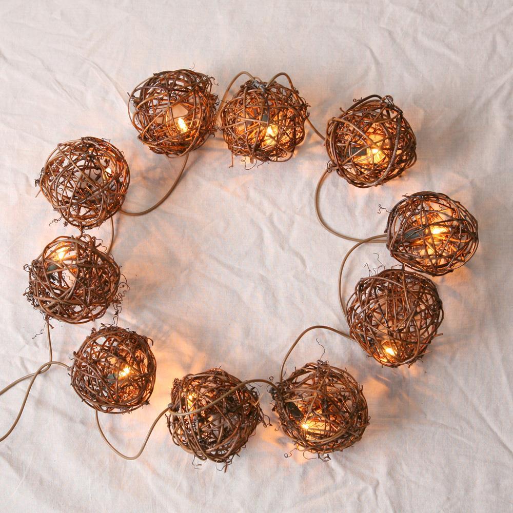 Twig Ball Garland With Lights 48" Long