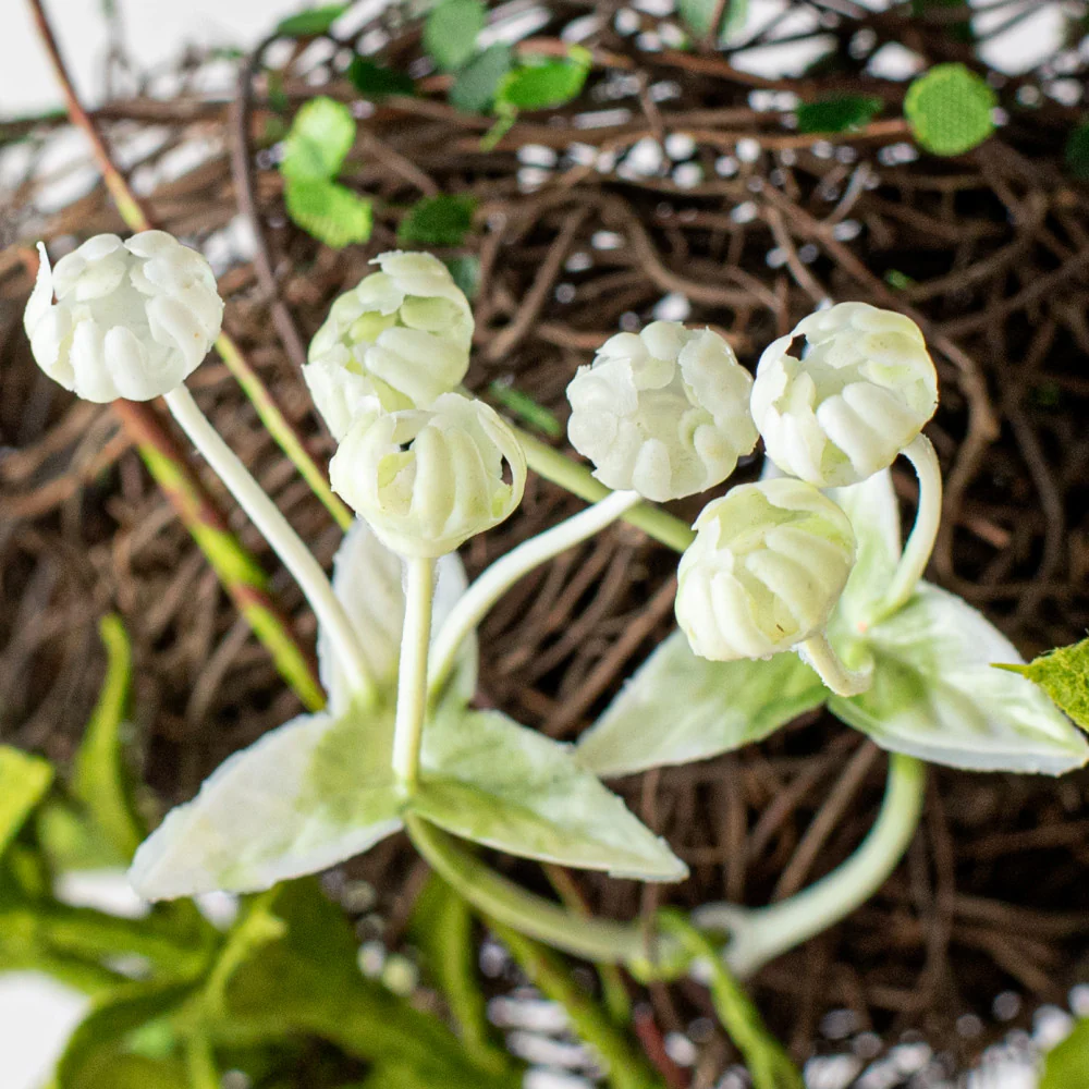 Twig Nest with White Faux Flowers 10" Pick - Image 3