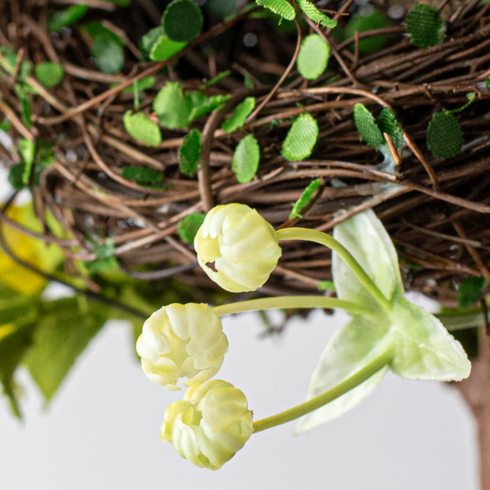 Twig Nest with Yellow Flowers 10" Pick - Image 3