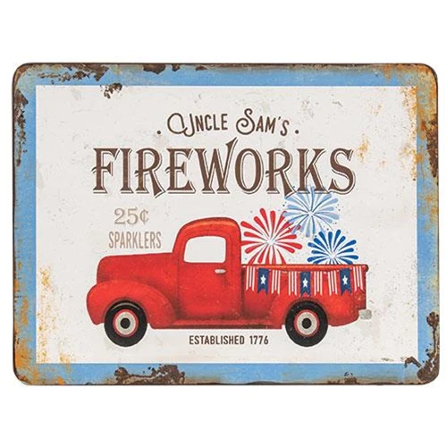 Uncle Sam's Fireworks Truck Rustic Metal Sign - Image 2