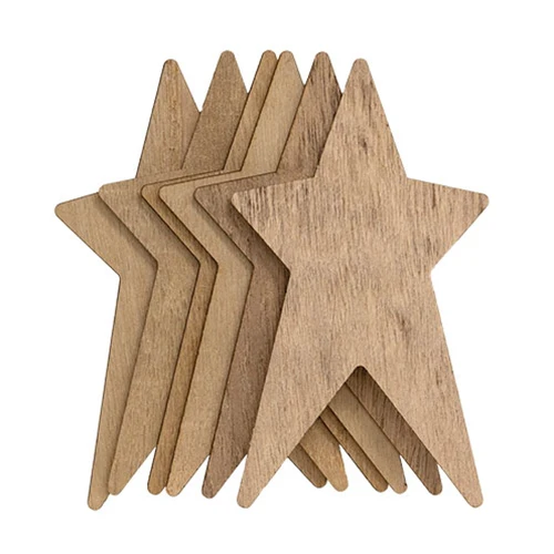 💙 Unfinished Wooden Primitive 6" Stars Package of 6