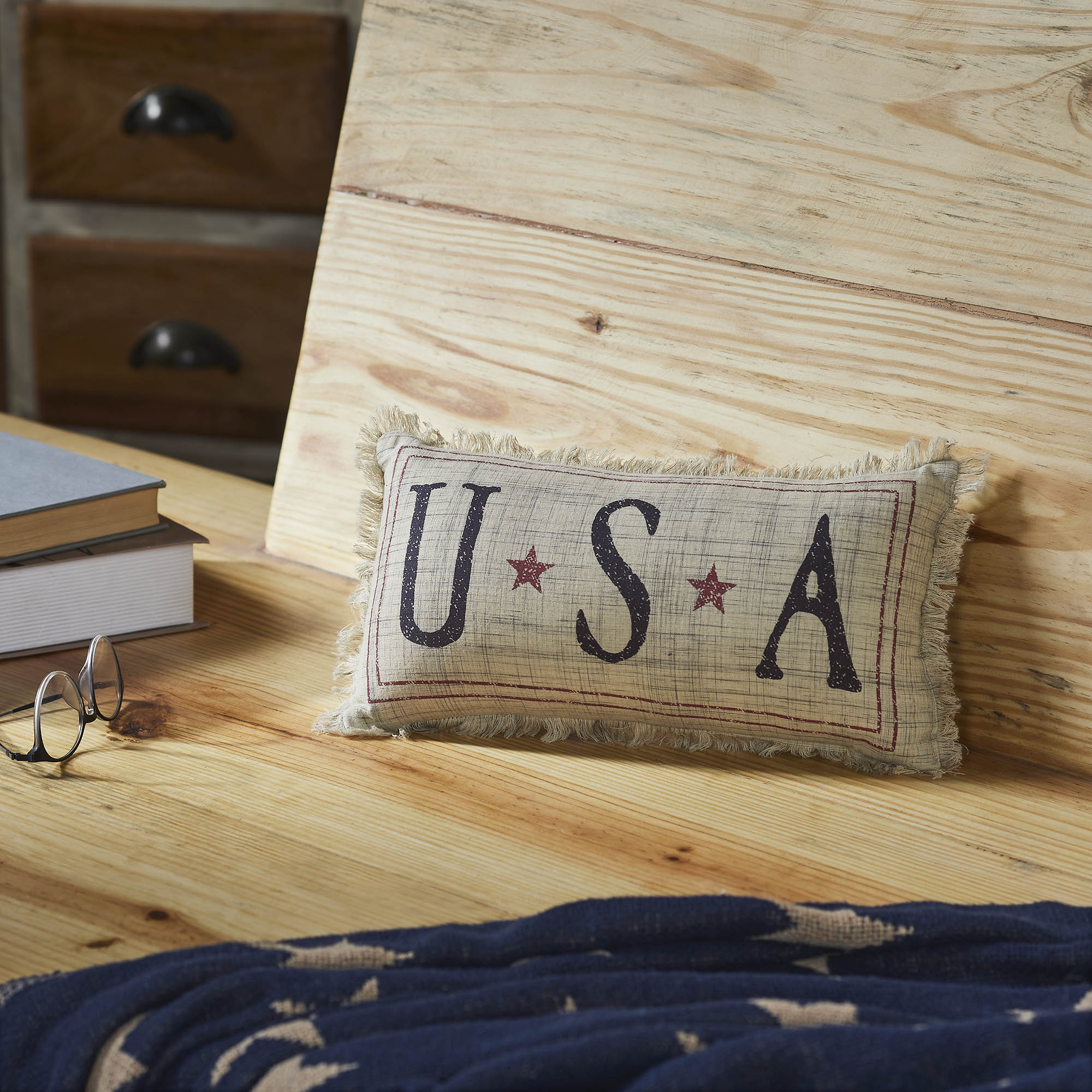 USA Stars Primitive Americana Small Accent Pillow