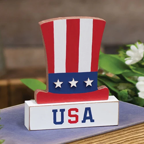 USA Uncle Sam Hat Wooden Sitter