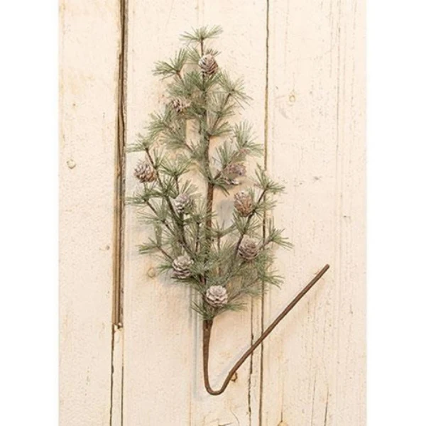 Vintage Glitter Birchcone Pine 28" Faux Spray - Image 2