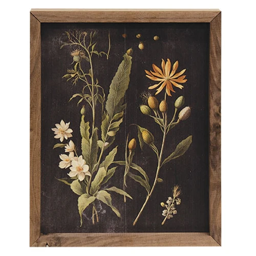 Vintage-Style Cream Floral Framed Print 10.75" H