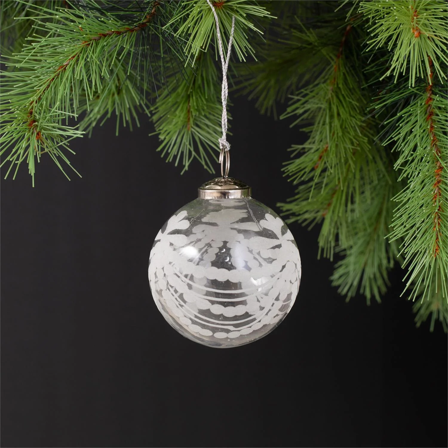 Vintage-Style Etched Glass Holiday Ornament