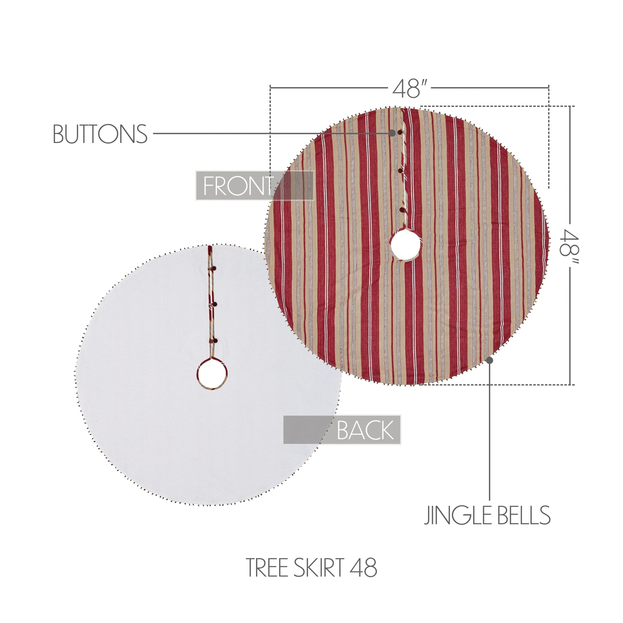 Vintage-Style Stripe 48" Christmas Tree Skirt - Image 4