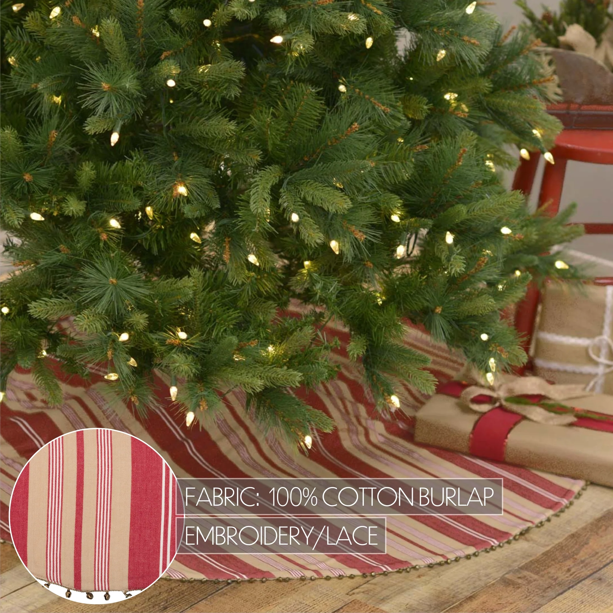 Vintage-Style Stripe 48" Christmas Tree Skirt - Image 5