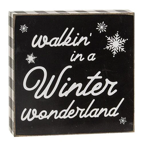 Walkin' In A Winter Wonderland 6" Buffalo Plaid Box Sign