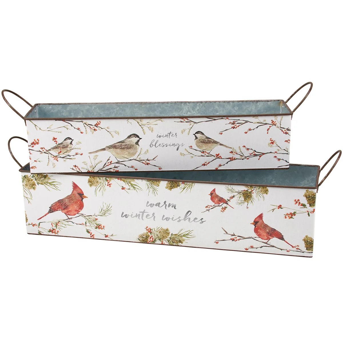 Warm Winter Wishes Bird Metal Bin Set
