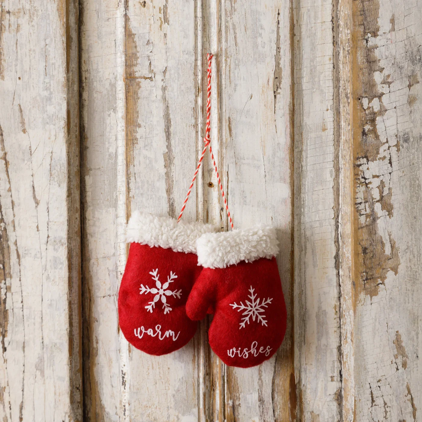 ๐ Warm Wishes Red Snowflake Mitten Ornament