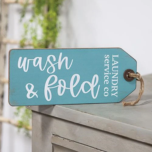 ๐ Wash and Fold Laundry Service Co. Wood Tag - Image 2