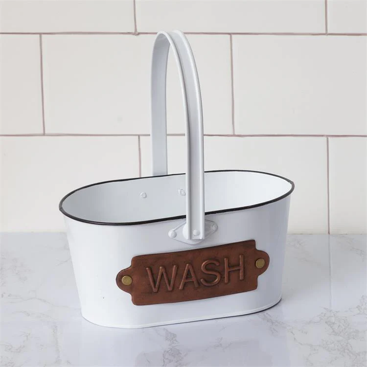 WASH White with Black Trim Bathroom Caddy